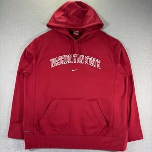 Vintage Washington State Cougars Hoodie Sweatshirt Mens Large Red Center Swoosh